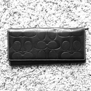 Black leather checkbook Coach wallet